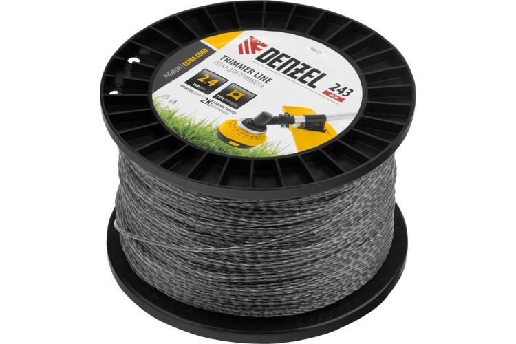 Леска триммерная Denzel EXTRA CORD двухкомпонентная витой квадрат, 2,4 мм х 243 м. 96823 - изображение 2