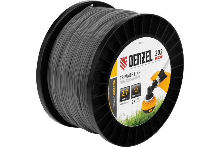 Леска триммерная Denzel EXTRA CORD двухкомпонентная звезда, 2,7 мм х 202 м. 96814