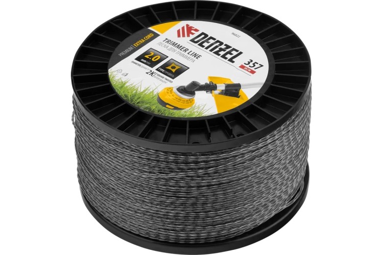 Леска триммерная Denzel EXTRA CORD двухкомпонентная витой квадрат, 2,0 мм х 357 м. 96822 - изображение 2