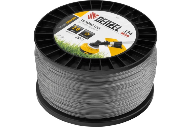 Леска триммерная Denzel EXTRA CORD двухкомпонентная звезда, 2,0 мм х 374 м. 96812 - изображение 2