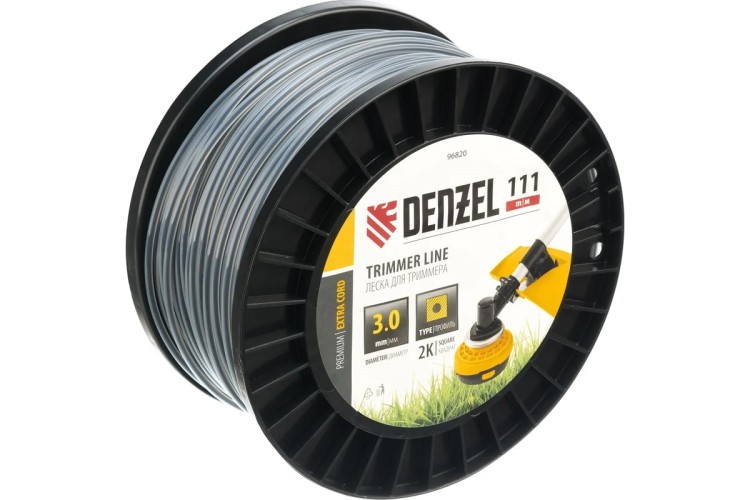 Леска триммерная Denzel EXTRA CORD двухкомпонентная квадрат, 3,0 мм х 111 м. 96820