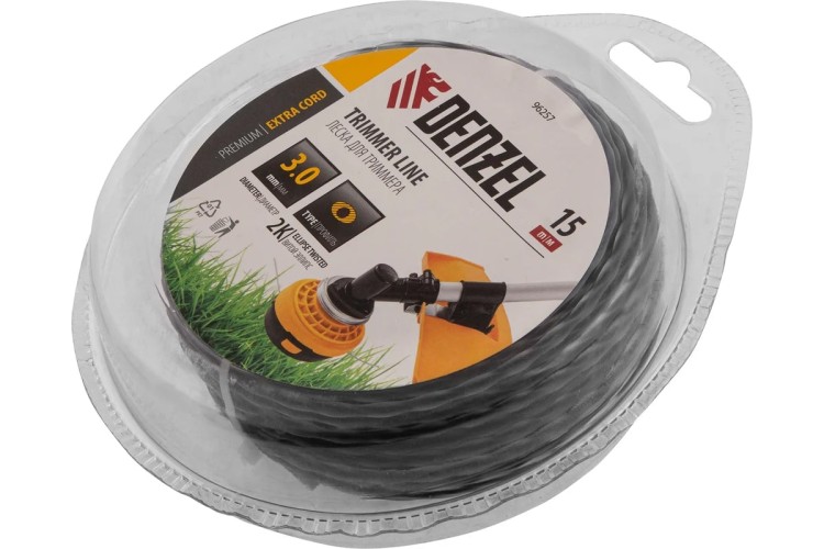 Леска триммерная Denzel EXTRA CORD двухкомпонентная эллипс, 3,0 мм х 15 м. 96257 - изображение 2