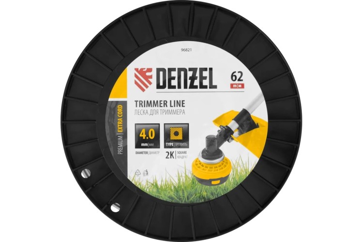 Леска триммерная Denzel EXTRA CORD двухкомпонентная квадрат, 4,0 мм х 62 м. 96821 - изображение 3