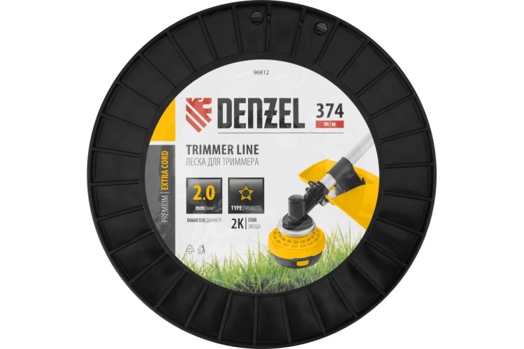 Леска триммерная Denzel EXTRA CORD двухкомпонентная звезда, 2,0 мм х 374 м. 96812 - изображение 3