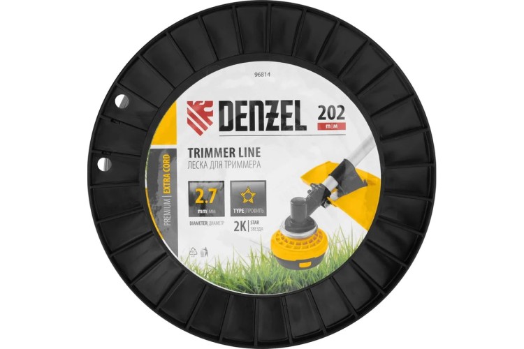 Леска триммерная Denzel EXTRA CORD двухкомпонентная звезда, 2,7 мм х 202 м. 96814 - изображение 3