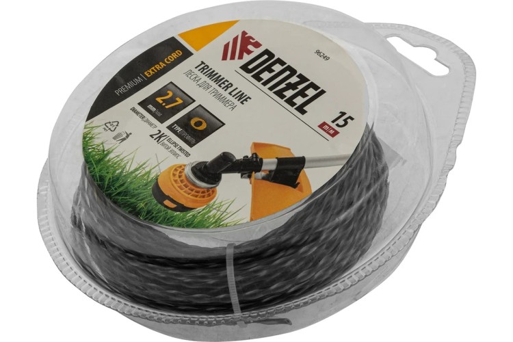 Леска триммерная Denzel EXTRA CORD двухкомпонентная эллипс, 2,7 мм х15 м. 96249 - изображение 2