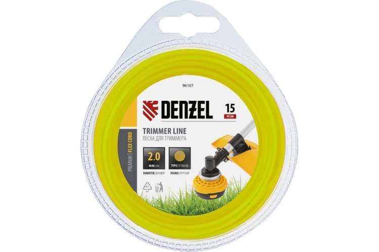 Леска триммерная Denzel FLEX CORD круглая 2 мм х15 м. 96107