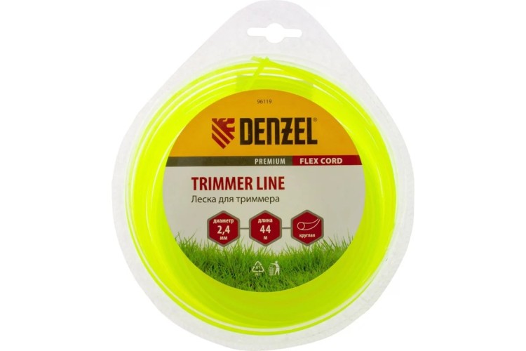 Леска триммерная Denzel FLEX CORD круглая 2,4 мм х 44 м. 96119
