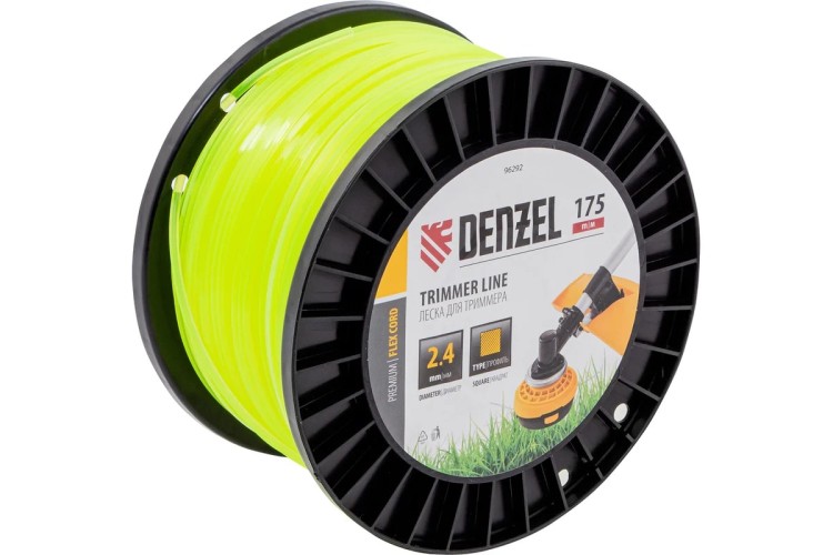 Леска триммерная Denzel FLEX CORD квадрат, 2,4 мм х 175 м. 96292