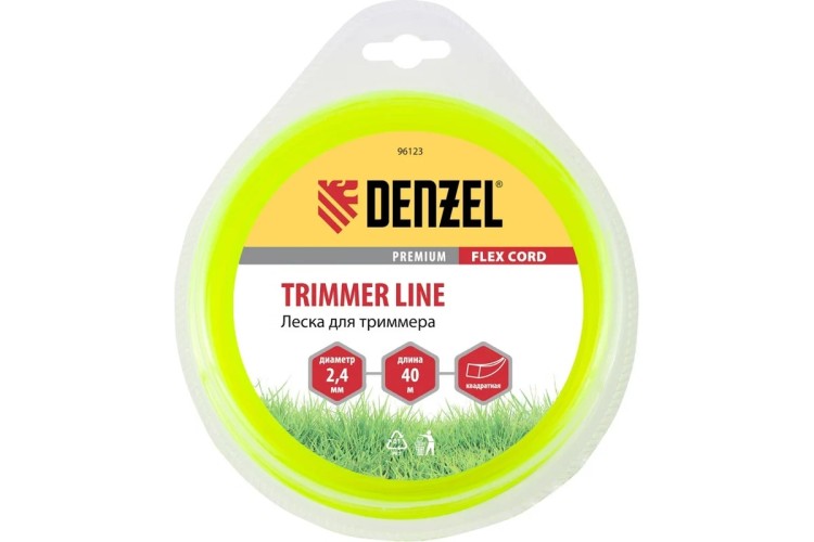 Леска триммерная Denzel FLEX CORD квадрат 2,4 мм х 40 м 96123