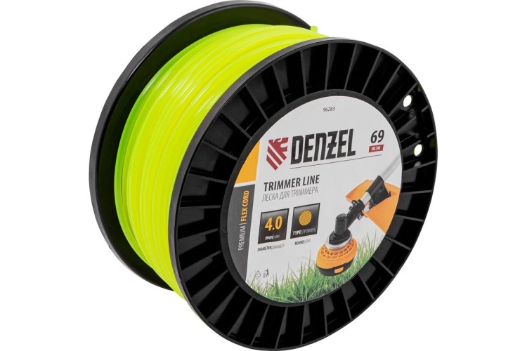 Леска триммерная Denzel FLEX CORD круглая, 4,0 мм х 69 м. 96283