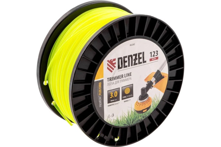 Леска триммерная Denzel FLEX CORD круглая, 3,0 мм х 123 м. 96282