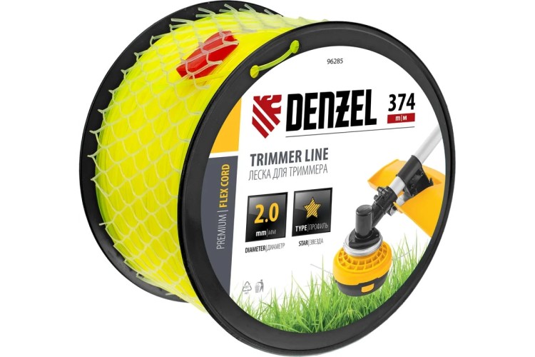 Леска триммерная Denzel FLEX CORD звезда, 2,0 мм х 374 м. 96285