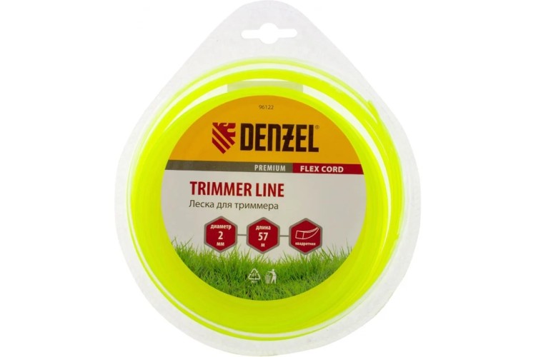 Леска триммерная Denzel FLEX CORD квадрат 2 мм х 57 м. 96122
