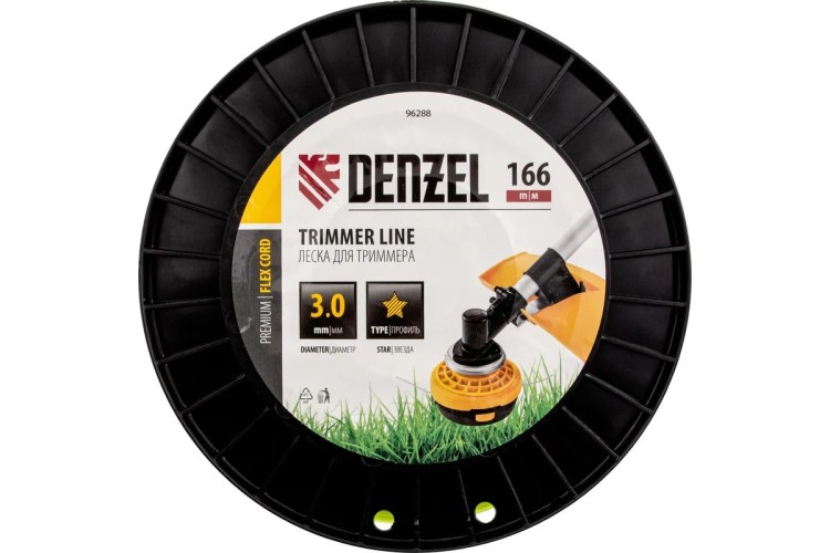 Леска триммерная Denzel FLEX CORD звезда, 3,0 мм х 166 м. 96288 - изображение 3