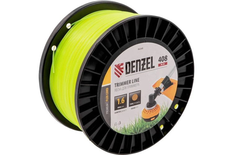 Леска триммерная Denzel FLEX CORD круглая, 1,6 мм х 408 м. 96268