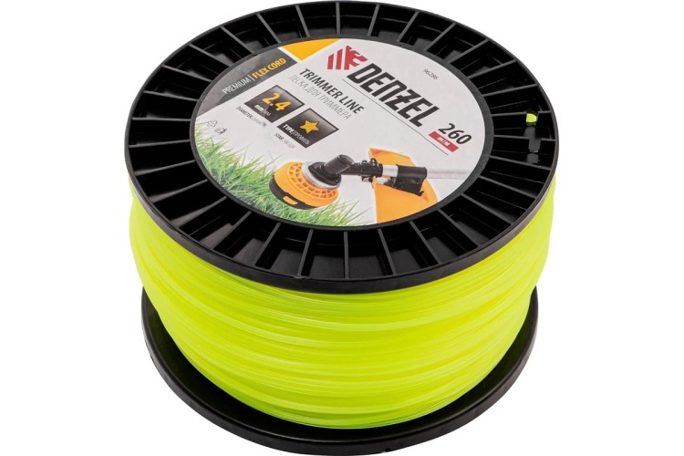 Леска триммерная Denzel FLEX CORD звезда, 2,4 мм х 260 м. 96286 - изображение 2