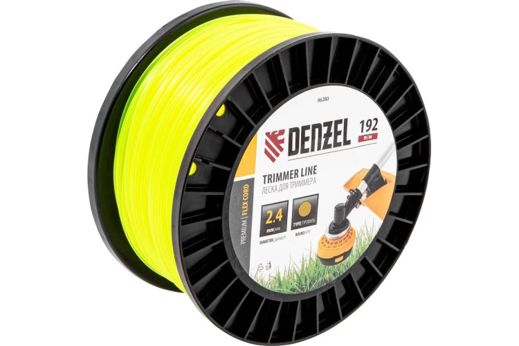 Леска триммерная Denzel FLEX CORD круглая, 2,4 мм х 192 м. 96280
