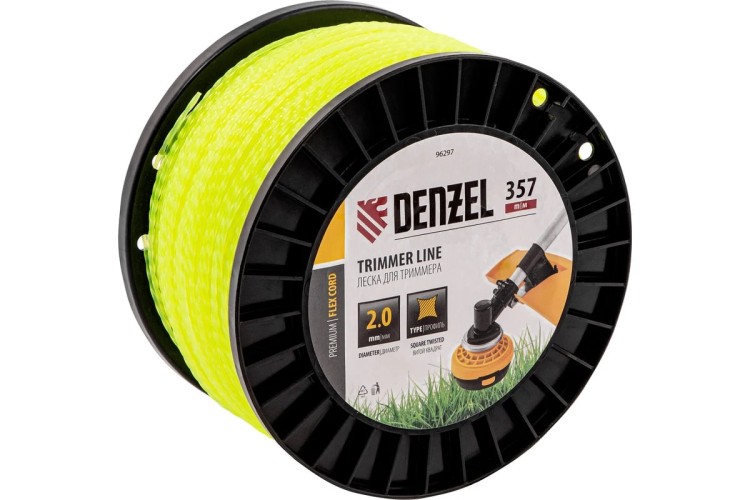 Леска триммерная Denzel FLEX CORD витой квадрат, 2,0 мм х 357 м. 96297