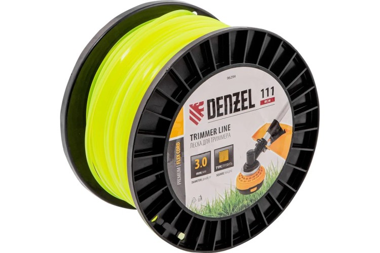 Леска триммерная Denzel FLEX CORD квадрат, 3,0 мм х 111 м. 96294