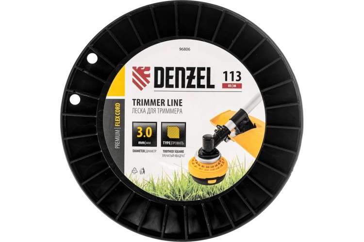 Леска триммерная Denzel FLEX CORD зубчатый квадрат, 3,0 мм х 113 м. 96806 - изображение 2