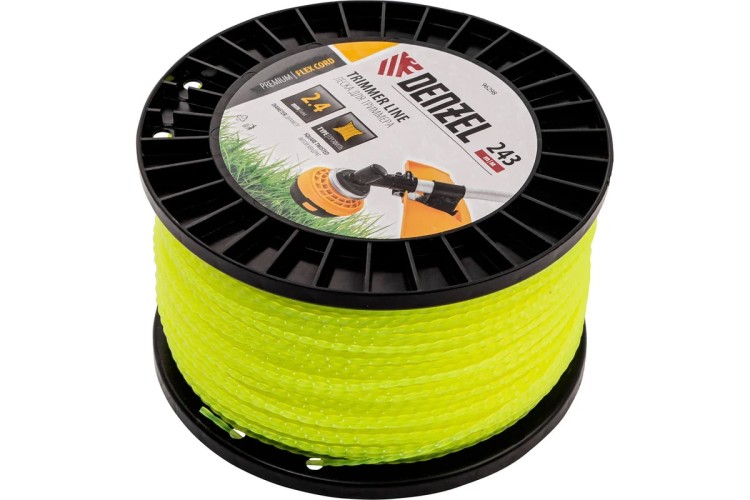 Леска триммерная Denzel FLEX CORD витой квадрат, 2,4 мм х 243 м. 96298 - изображение 2