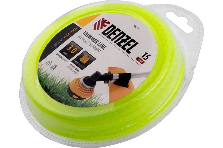 Леска триммерная Denzel FLEX CORD для зубчатый квадрат, 3ммх15м, блистер 96215 - изображение 2