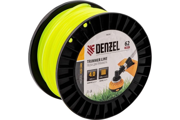 Леска триммерная Denzel FLEX CORD квадрат 4,0 мм х 62 м. 96295