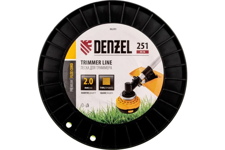 Леска триммерная Denzel FLEX CORD квадрат, 2,0 мм х 251 м. 96291 - изображение 3