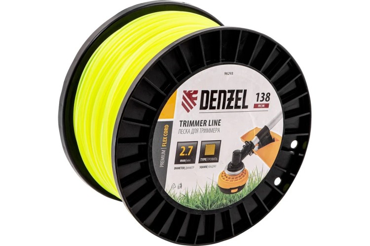 Леска триммерная Denzel FLEX CORD квадрат, 2,7 м х 138 м. 96293