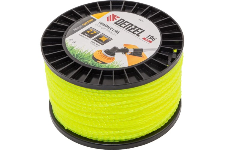 Леска триммерная Denzel FLEX CORD витой квадрат, 2,7 мм х 196 м. 96299 - изображение 2