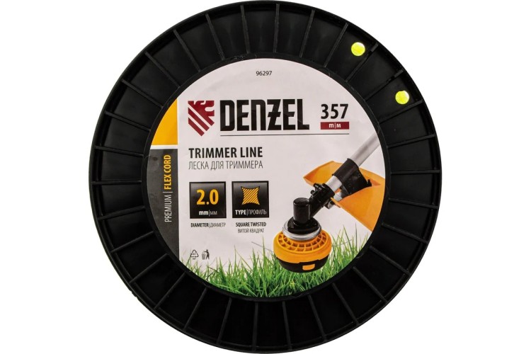 Леска триммерная Denzel FLEX CORD витой квадрат, 2,0 мм х 357 м. 96297 - изображение 3
