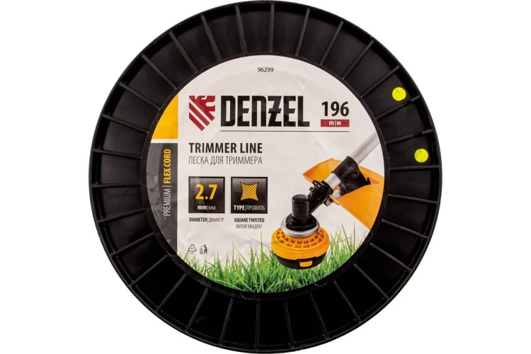 Леска триммерная Denzel FLEX CORD витой квадрат, 2,7 мм х 196 м. 96299 - изображение 3