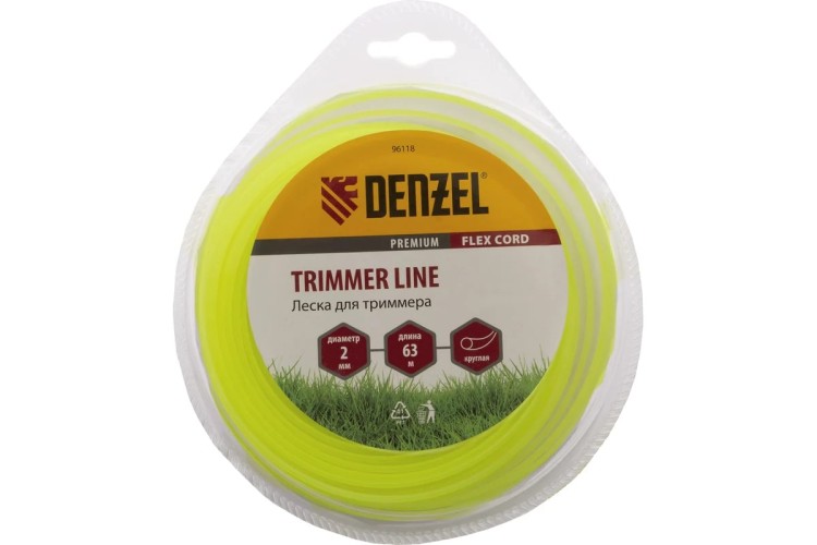 Леска триммерная Denzel FLEX CORD круглая 2 мм х 63 м. 96118