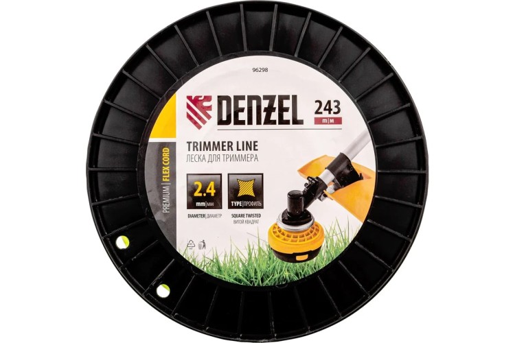 Леска триммерная Denzel FLEX CORD витой квадрат, 2,4 мм х 243 м. 96298 - изображение 3
