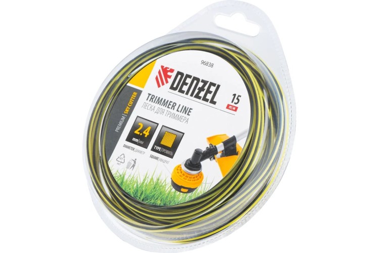 Леска триммерная Denzel SkyCutter двухкомпонентная квадратная, 2,4 мм х 15 м. 96838 - изображение 2