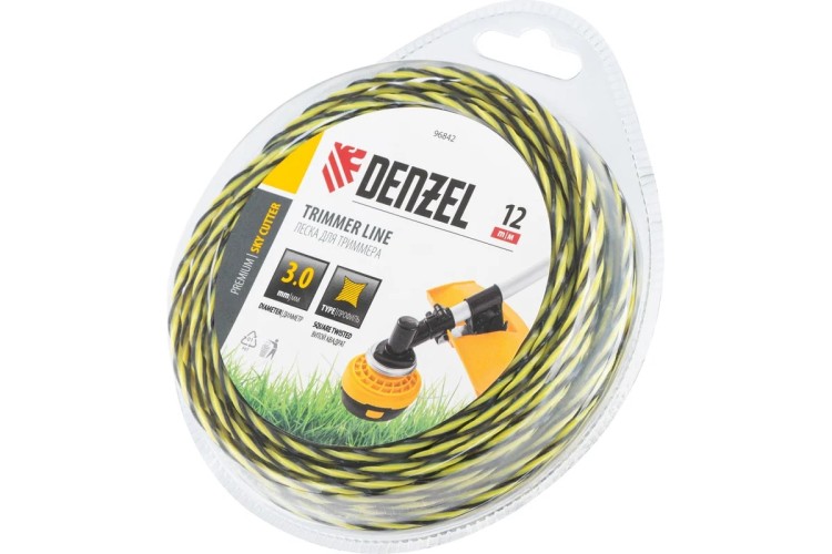 Леска триммерная Denzel SkyCutter двухкомпонентная витая квадратная, 3,0 мм х 12 м. 96842 - изображение 2