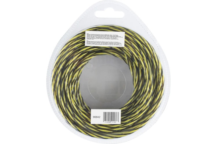 Леска триммерная Denzel SkyCutter двухкомпонентная витая квадратная, 3,0 мм х 12 м. 96842 - изображение 3