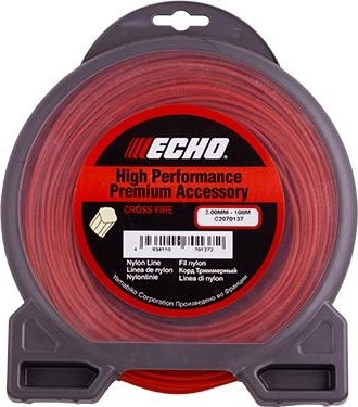 Леска триммерная ECHO 2,0мм/ 108м Cross Fire Line (крест) C2070137