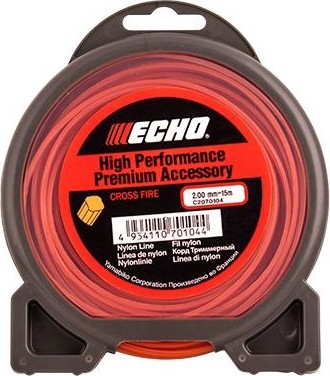 Леска триммерная ECHO 2,0мм/ 15м Cross Fire Line (крест) C2070104