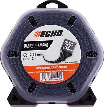 Леска триммерная ECHO 2,4мм/ 12м Black Diamond Line (витой квадрат) 340095004