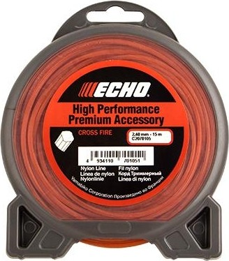 Леска триммерная ECHO 2,4мм/ 15м Cross Fire Line (крест) C2070105