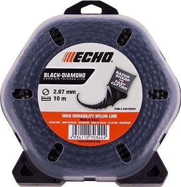 Леска триммерная ECHO 2,7мм/ 10м Black Diamond Line (витой квадрат) 340105004