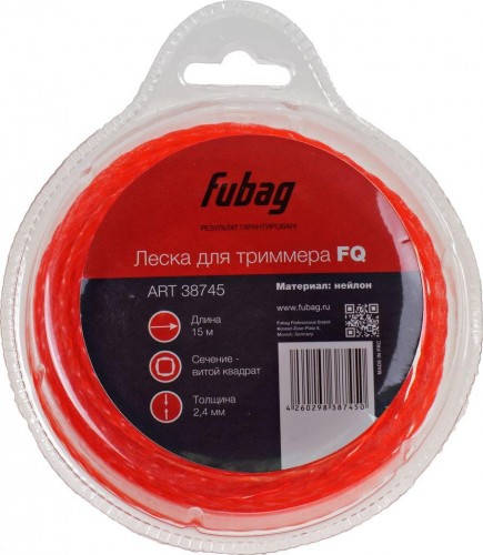 Леска триммерная FUBAG 38745 витой квадрат