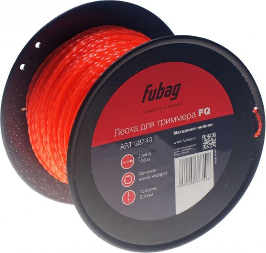 Леска триммерная FUBAG 38749 витой квадрат