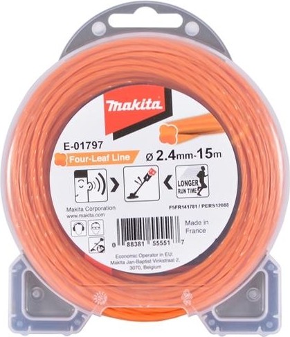 Леска триммерная MAKITA E-01797 спиральная "клевер", 2,40ммх15м