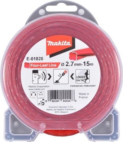 Леска триммерная MAKITA E-01828 спиральная "клевер", 2,7ммх15м