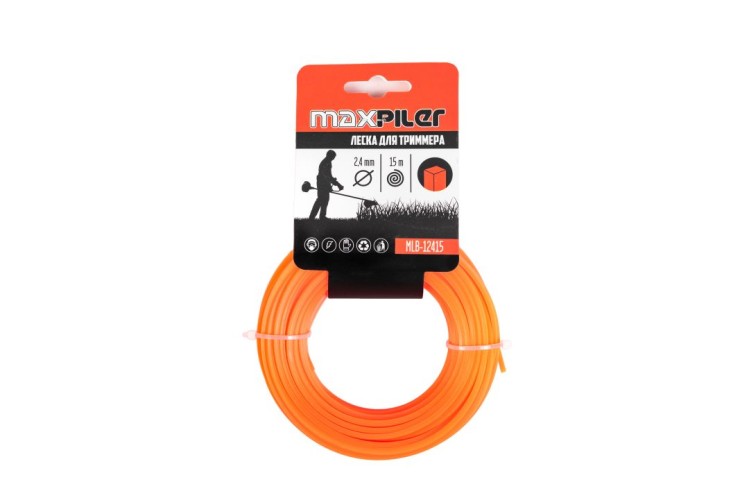 Леска триммерная MAXPILER MLB-12415 2.4мм*15м, квадрат