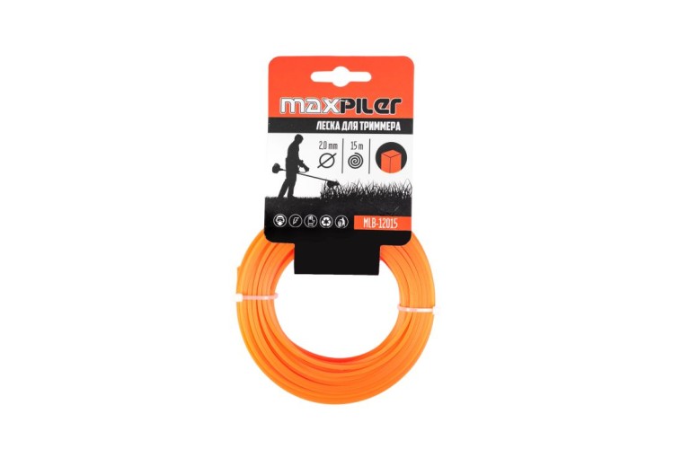 Леска триммерная MAXPILER MLB-12015 2.0мм*15м, квадрат