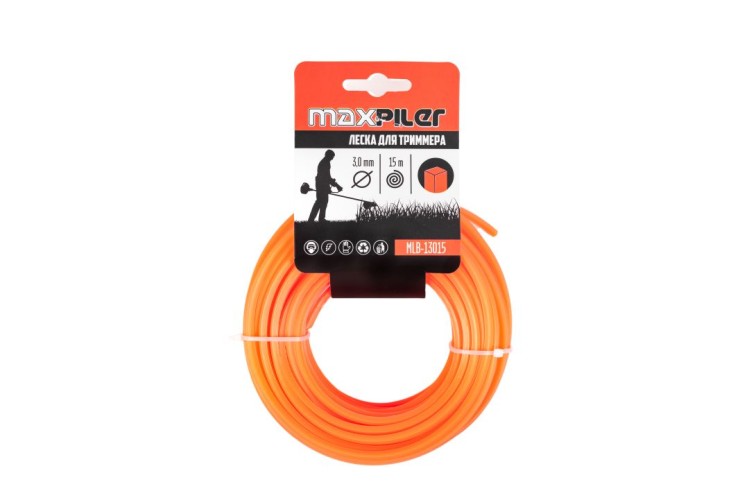 Леска триммерная MAXPILER MLB-13015 3.0мм*15м, квадрат